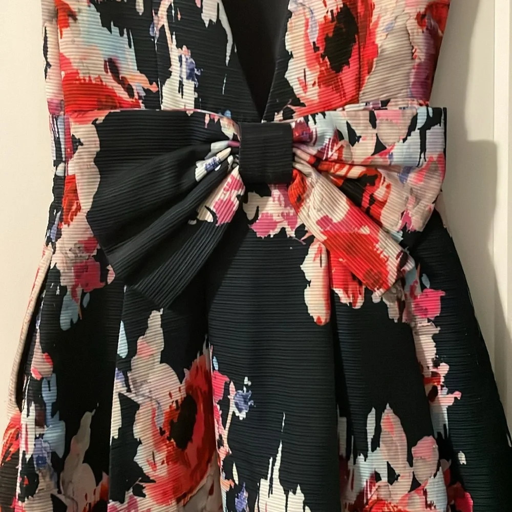 kate spade Navy Floral Fit-and-Flare Dress with Red and Pink Flowers Sz 0